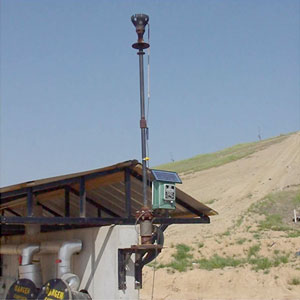 Landfill Gas Flare elevated above installation structure